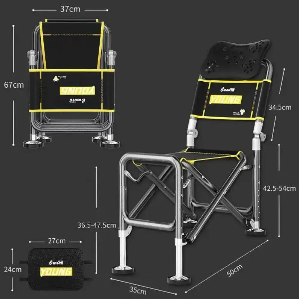 Складной телескопический стул до 150 кг, ven-1252 / Стул для рыбака / Складное кресло