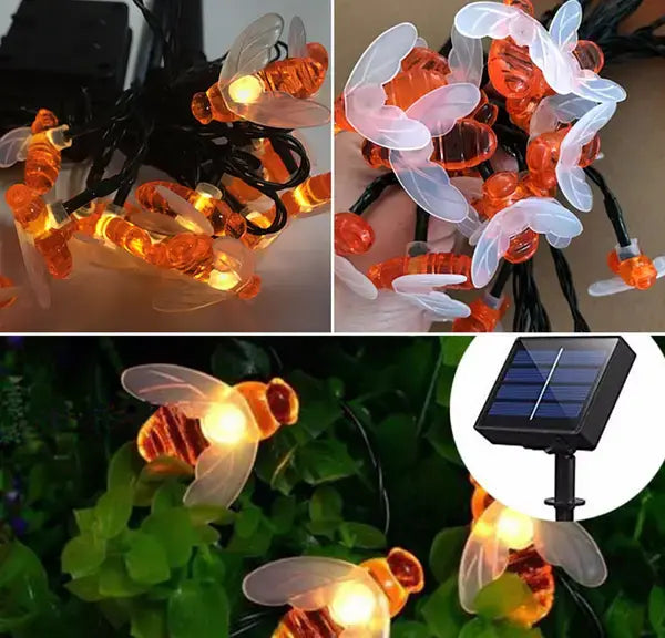 Солнечная гирлянда "Пчелки" 30 ламп 4,5 м, теплый-белый