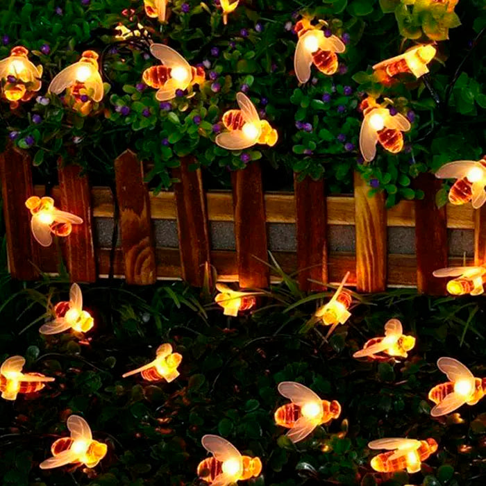 Солнечная гирлянда "Пчелки" 30 ламп 4,5 м, теплый-белый