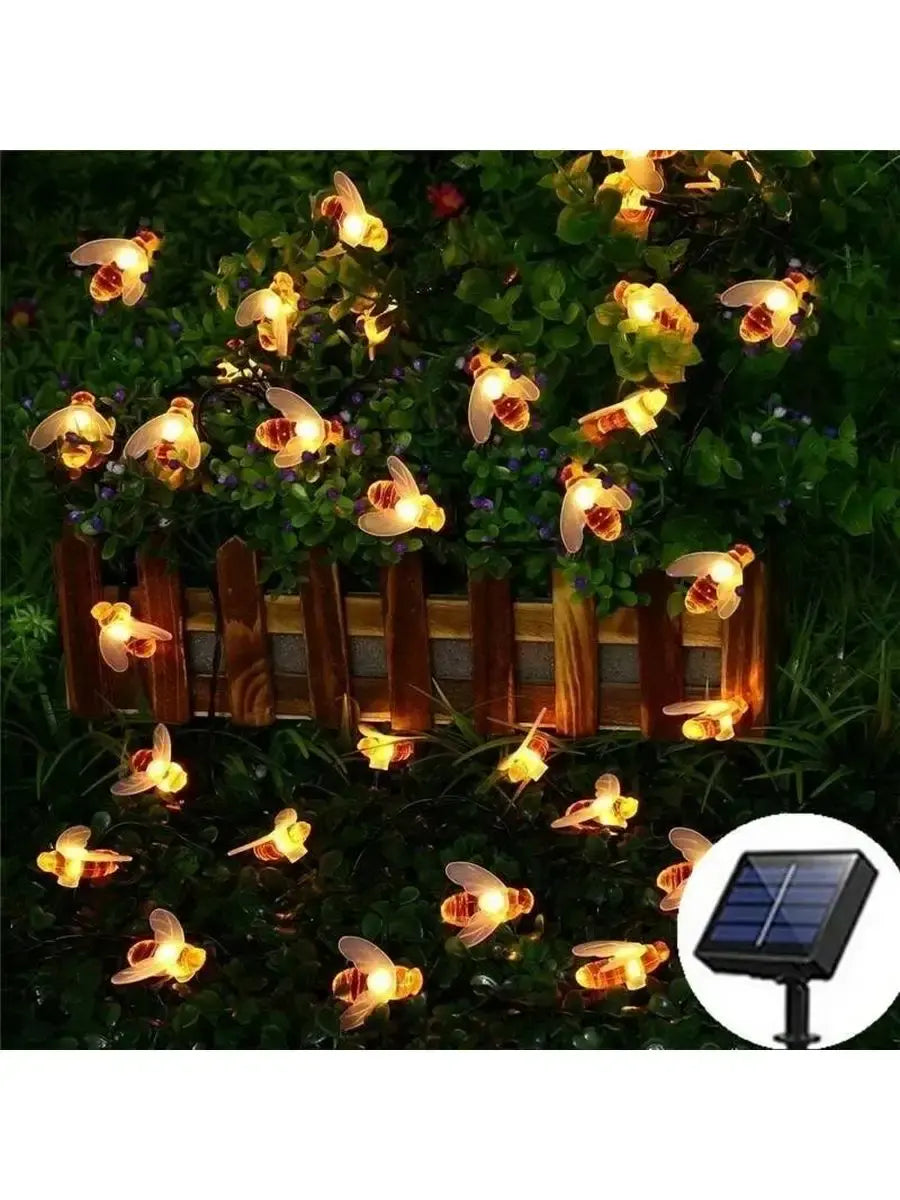 Солнечная гирлянда "Пчелки" 30 ламп 4,5 м, теплый-белый