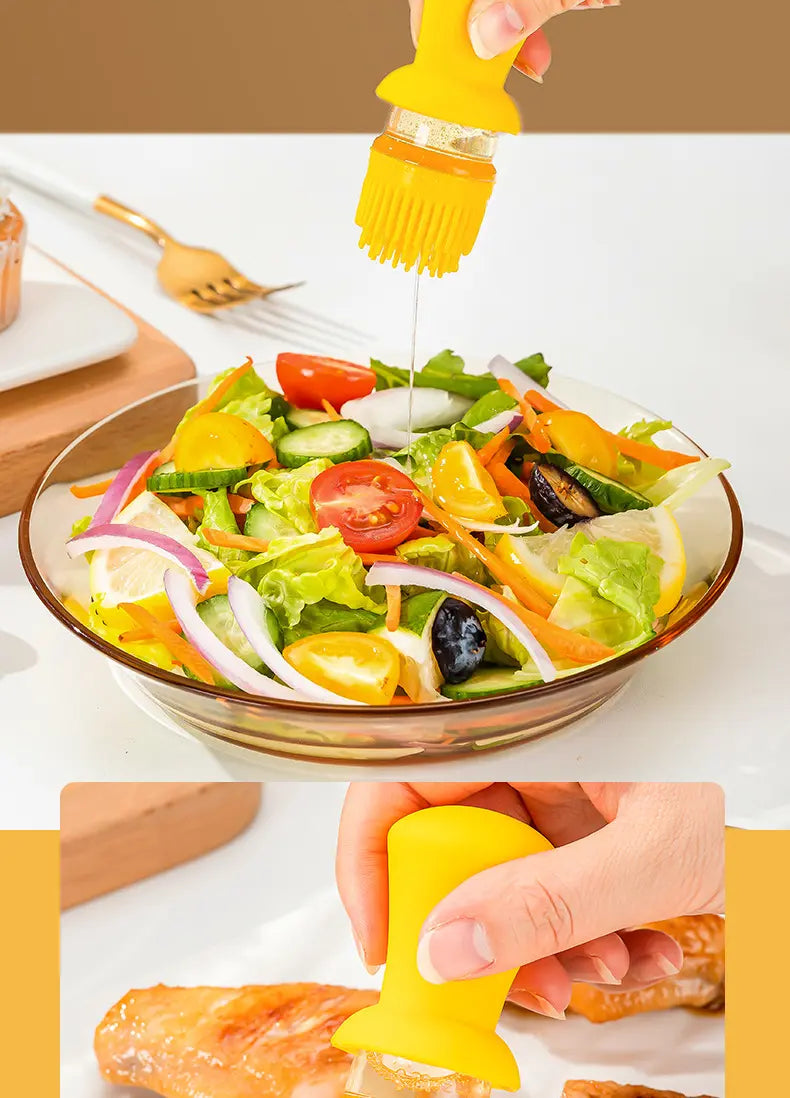 Стеклянный дозатор оливкового масла с щеткой 2 в 1, 550 мл силиконовая капельница для измерения бутылки для приготовления пищи и щетка для ...