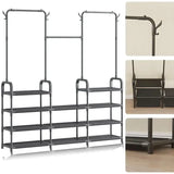 Стойка-вешалка для одежды и обуви Model1BLACK — 164×137×26см, 11полок, 4крючка, напольная, нержавеющая сталь