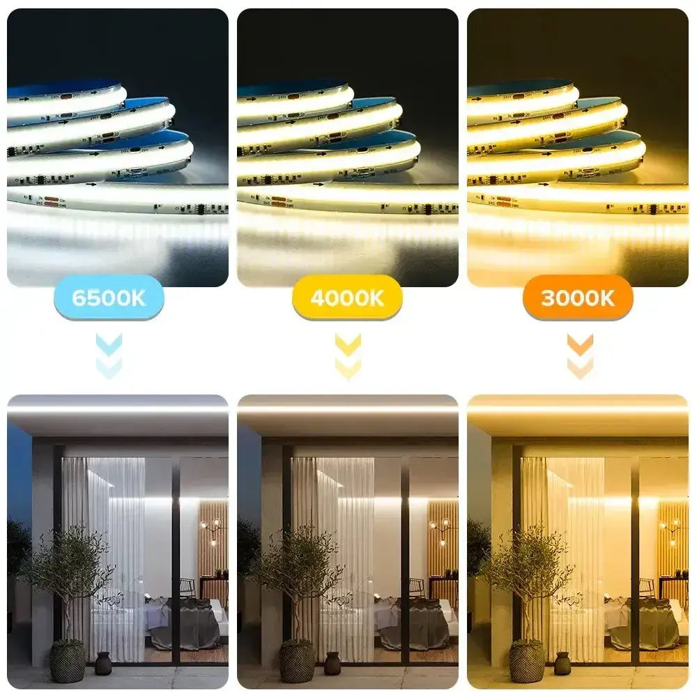 Светодиодная LED лента Бегущая волна COB 24v 360led/m ip20 Белый