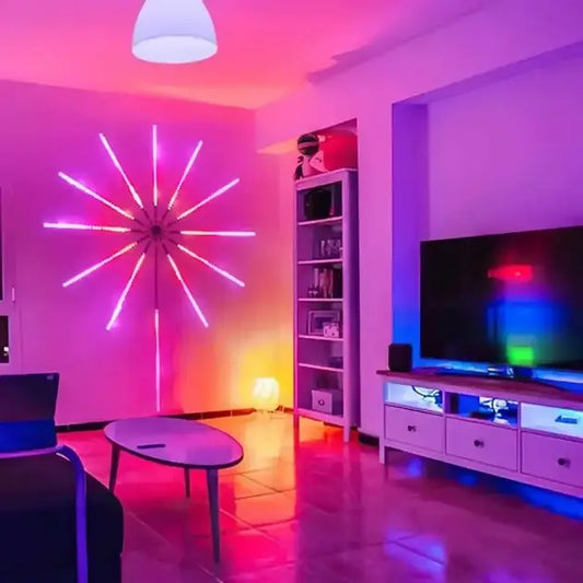 Светодиодная RGB лента Фейерверк с пультом и Bluetooth от USB, 5V 213 LED