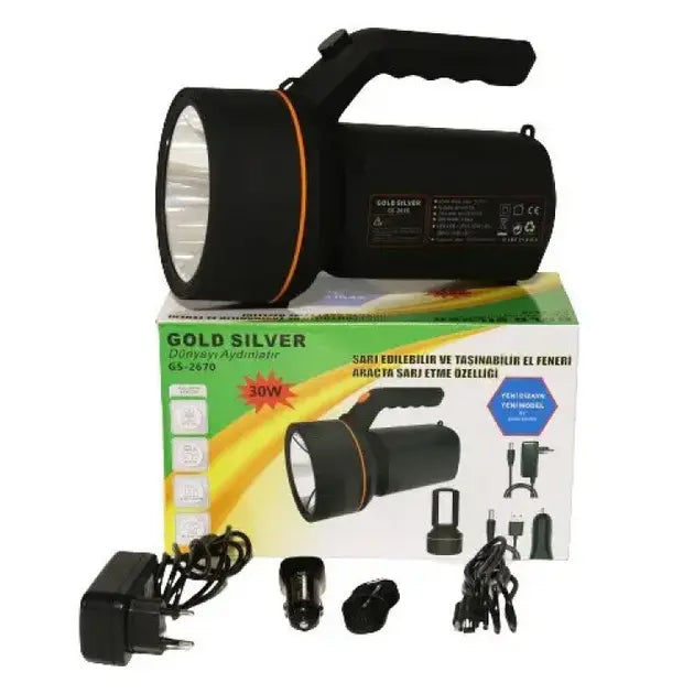 Светодиодный фонарик на аккумуляторе Gold Silver GS-2670 с боковой панелью, функция павербанк USB