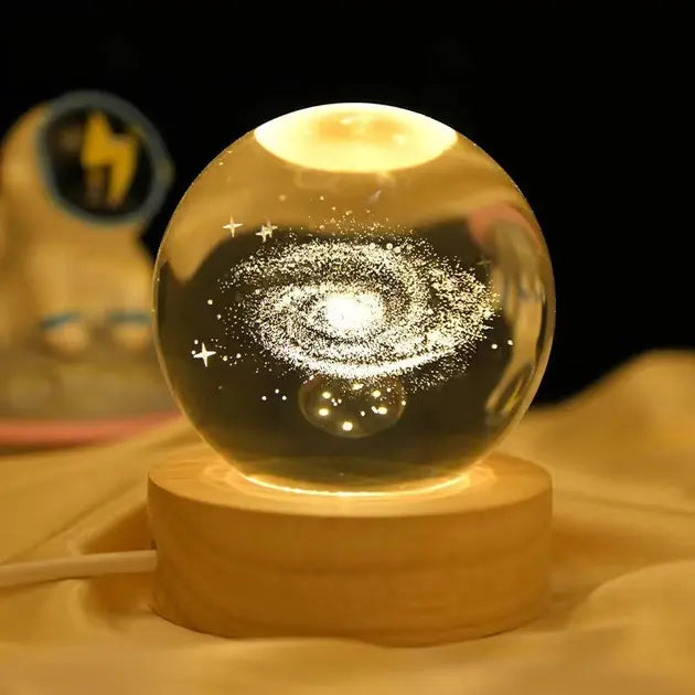 Светодиодный хрустальный шар, декоративный универсальный 3D ночник, хрустальный шар "Спутник"