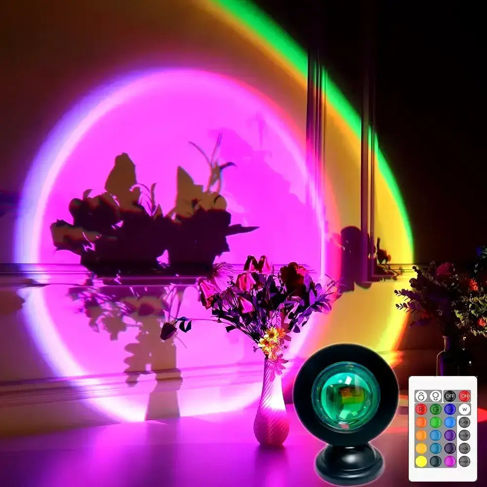 Светодиодный светильник проекционный 16 режимов свечения HA-119 USB Светильник с эффектом заката рассвета