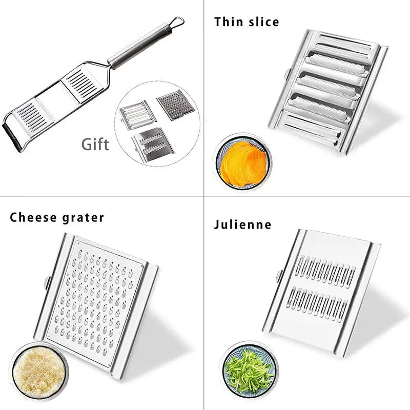 Терка металлическая с ручкой 3 насадки 30*7,5см