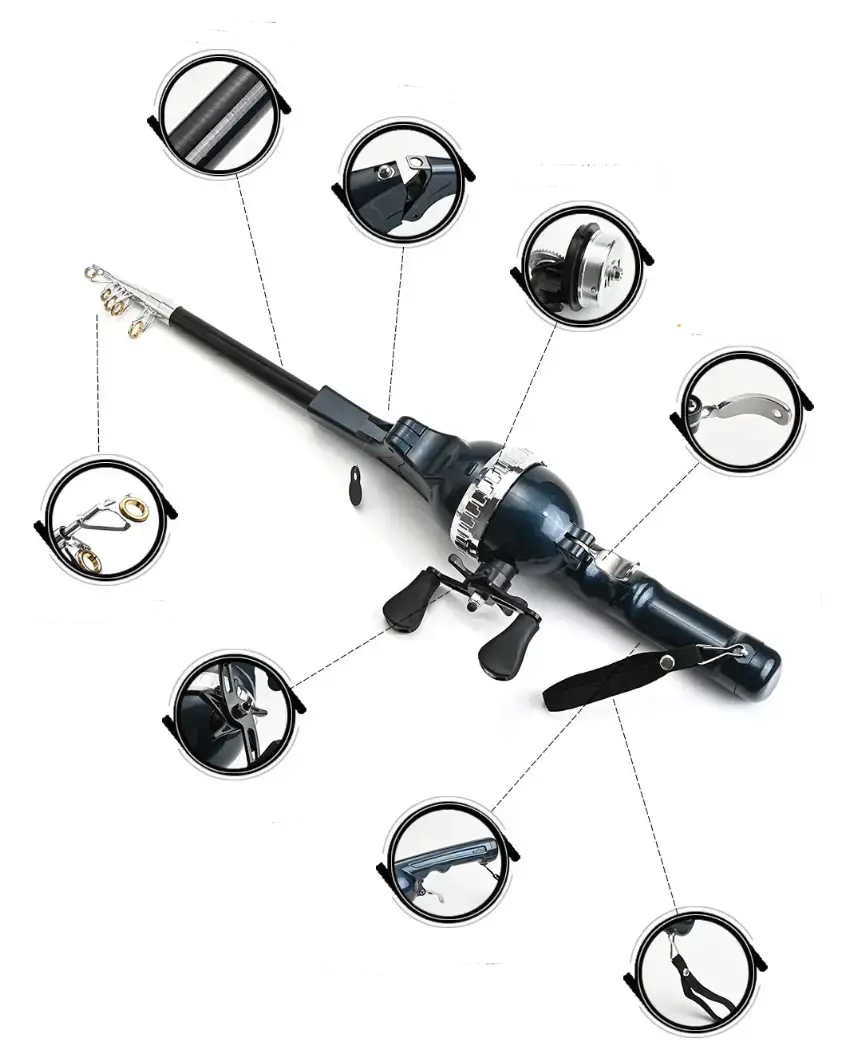 Удочка спиннинг складная телескопическая / Мини спиннинг для рыбалки