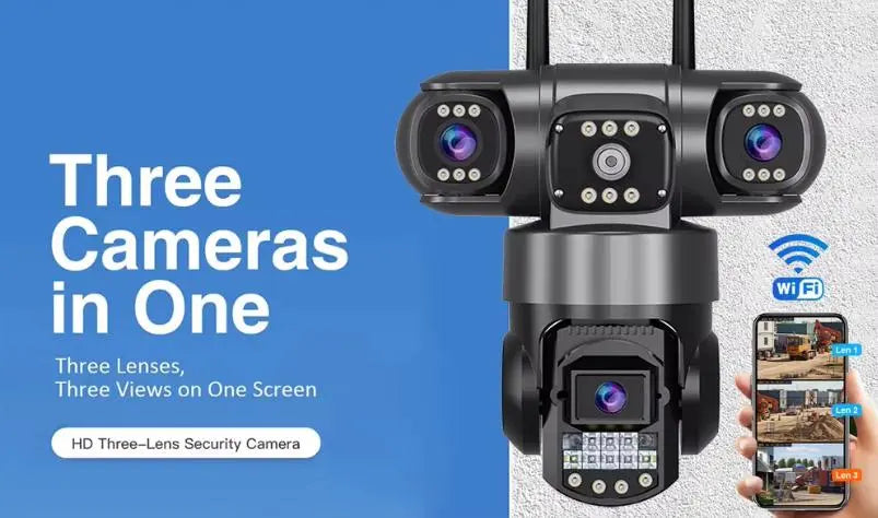 Уличная поворотная Wi-Fi IP камера видеонаблюдения EVKVO SC28 V380 Pro | 3 Линзы | 16MP