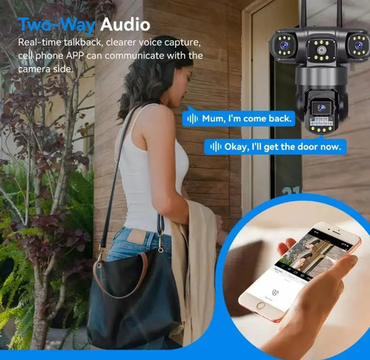 Уличная поворотная Wi-Fi IP камера видеонаблюдения EVKVO SC28 V380 Pro | 3 Линзы | 16MP