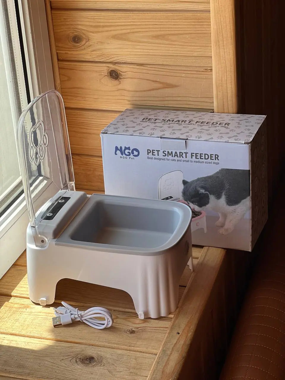 Умная автоматическая кормушка с таймером для кошек и собак 1 отсек 600 мл диспенсер для корма