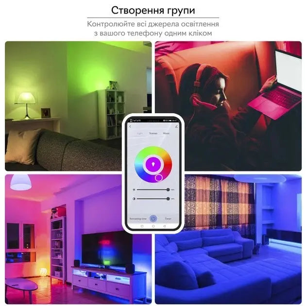 Умная лампочка Tuya Smart LED WiFi Смарт Лампа E27 RGB Color 2700K-6500K 9W