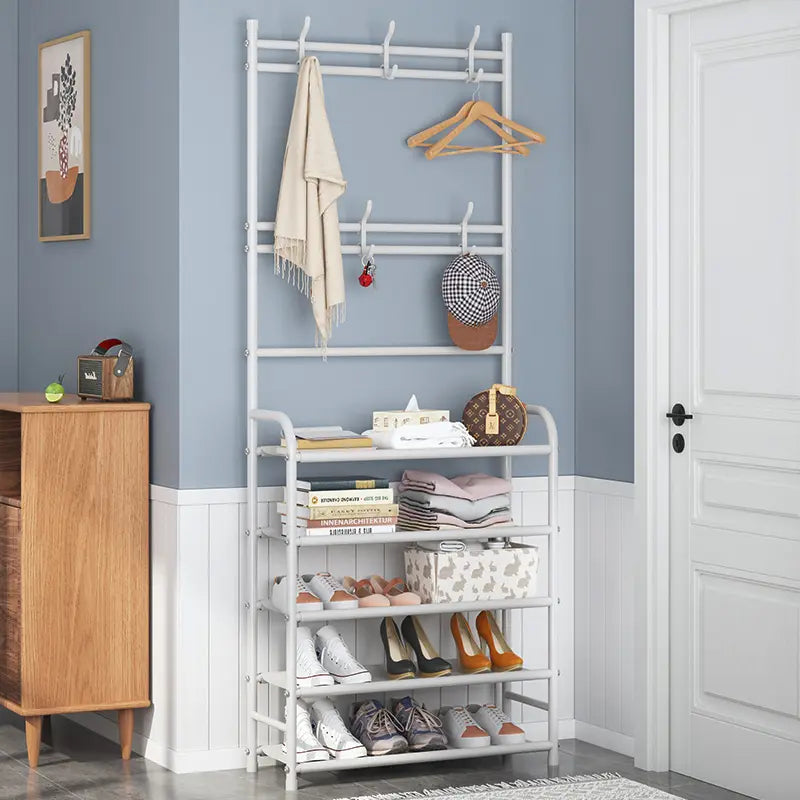 черная Универсальная вешалка для одежды New simple floor clothes rack 5 полок