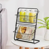 Универсальный кухонный металлический органайзер, двусторонняя полка для овощей, фруктов, приправ (39x28x18см)