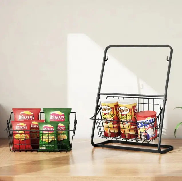 Универсальный кухонный металлический органайзер, двусторонняя полка для овощей, фруктов, приправ (39x28x18см)