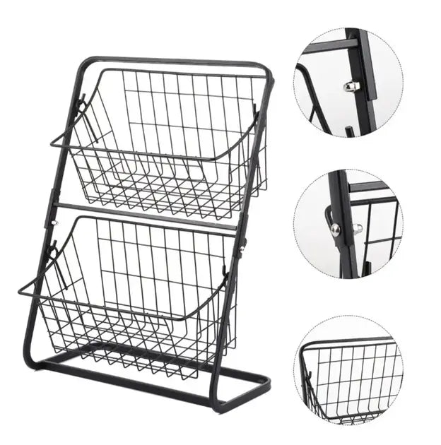 Универсальный кухонный металлический органайзер, двусторонняя полка для овощей, фруктов, приправ (39x28x18см)