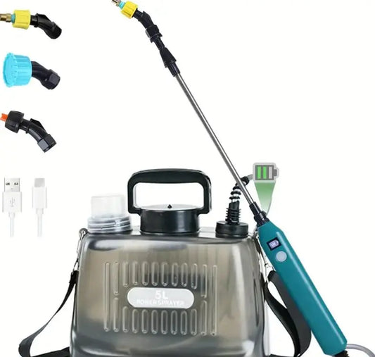 Универсальный портативный электрический опрыскиватель с телескопической палочкой 5л