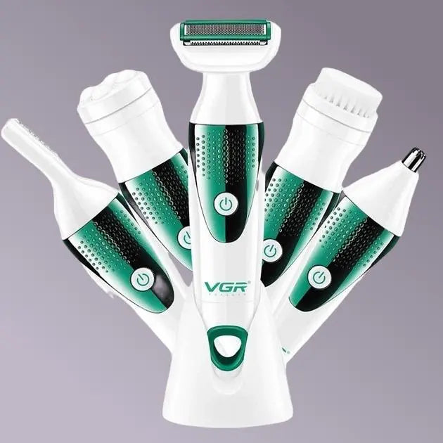 Универсальный женский набор по уходу VGR V-720 (5 в 1, с насадками, электробритва, щетка, массажер)