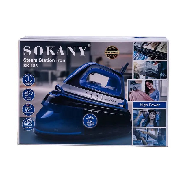 Утюг с паровой станцией и антипригарным покрытием SOKANY SK-188 утюг керамический с самоочисткой 2400 Вт