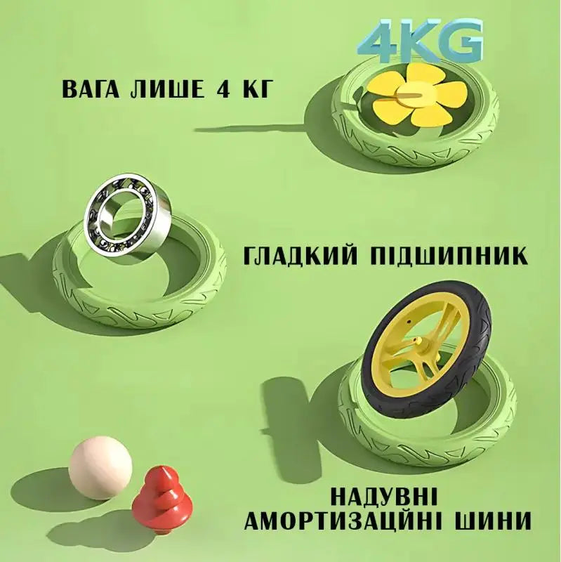 Велобег с дельфином, складной беговел от 2 до 5 лет, надувные колеса 12", нагрузка до 40 кг, ВА03 4 кг