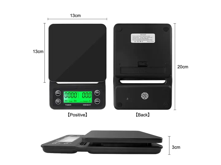 Весы с таймером для кофе Yieriy электронные для бариста с резиновым ковриком / весы настольные для кофейни,дома,ресторанов