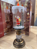 Санта Клаус  новогодняя LED свеча со снегом, 25см, от батареек и USB