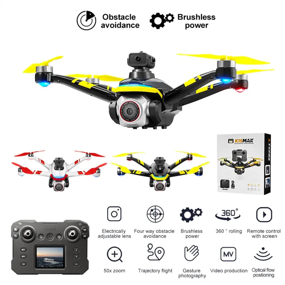 XKJ K15MAX Беспроводный дрон с экранным пультом дистанционного управления FPV-камерой, оптическим позиционированием и системой управления