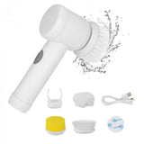 Щетка с ручкой аккумуляторная для мытья посуды с губками насадками W-50