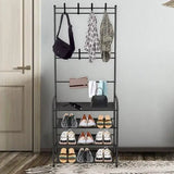 Железная вешалка для одежды + подставка для обуви, 2 в одном, 4 полки "Multi-functional shoe and hat rack"